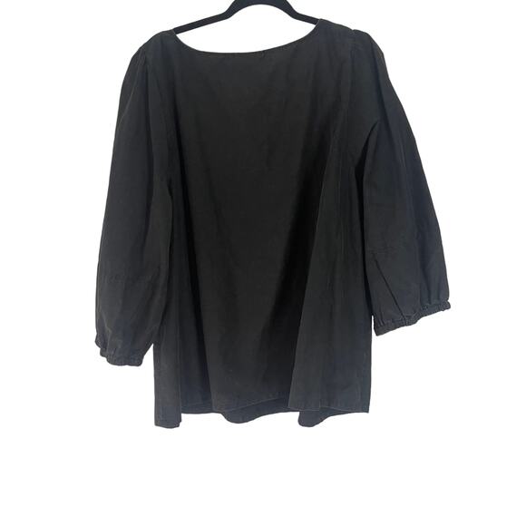 Ava & Viv Women's Plus Size‎ 2X Black 100% Cotton Quarter Balloon Sleeve Blouse - Picture 5 of 9